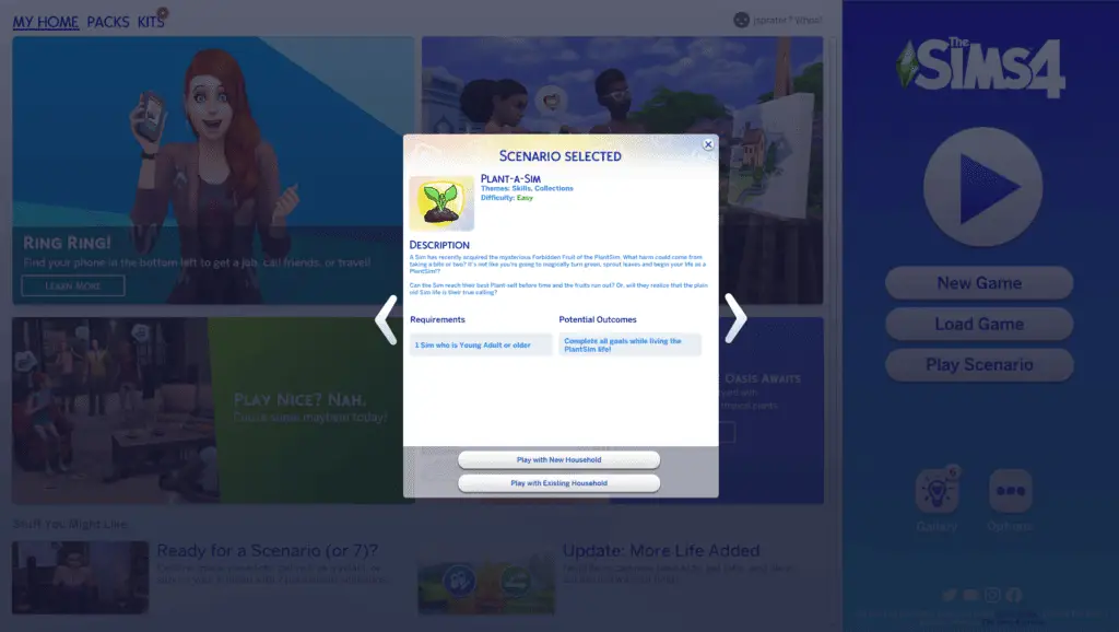 Sims 4 plan a sim scenario