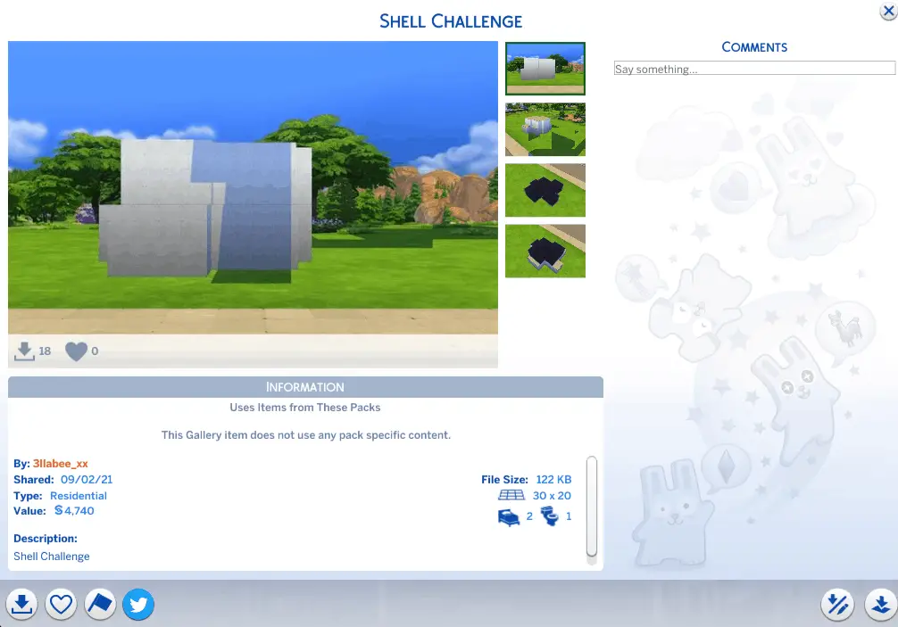 Sims 4 shell challenge